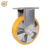 Total Brake 125 150 200 250 dia. Elastic PU Industrial Tug Trailer Caster Heavy Duty Flexible Impact Resistance/Aircraft Roller