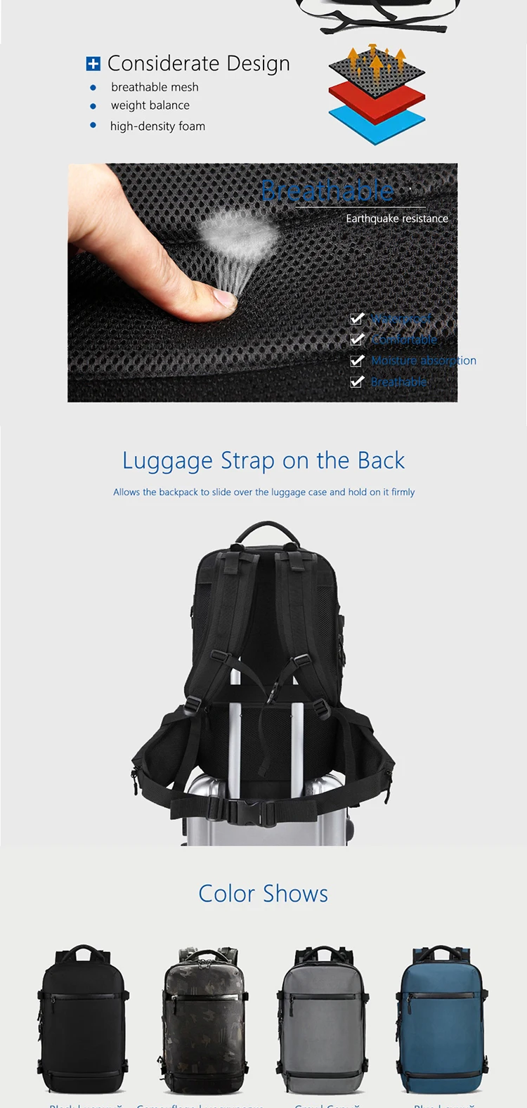 Ozuko 8983 New Arrivals Waterproof Oem Expandable Travel Gym Bag 