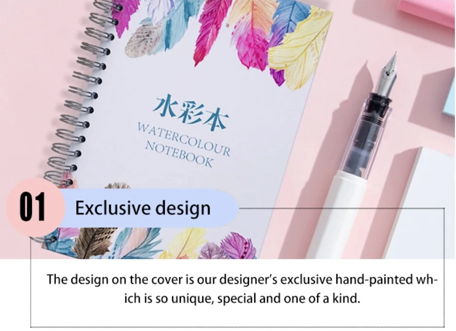product-Custom Handmade Watercolor Books Painting Book With Watercolor Pen Notebook With Nice Paper -1