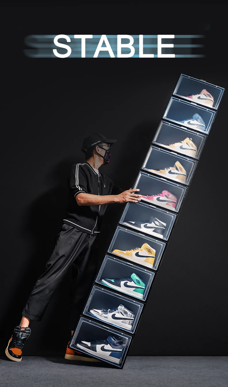 Clear Transparent Large Shoe Storage Box Stackable Empty Shoe Boxes