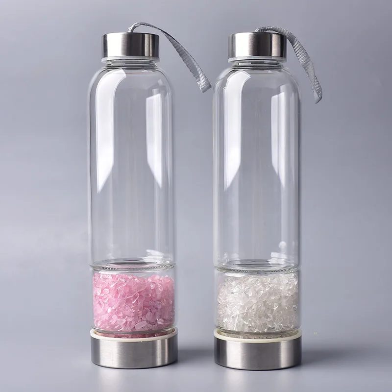 Wholesale Glass Healing Crystal Water Drink Bottle Elixir Infuser