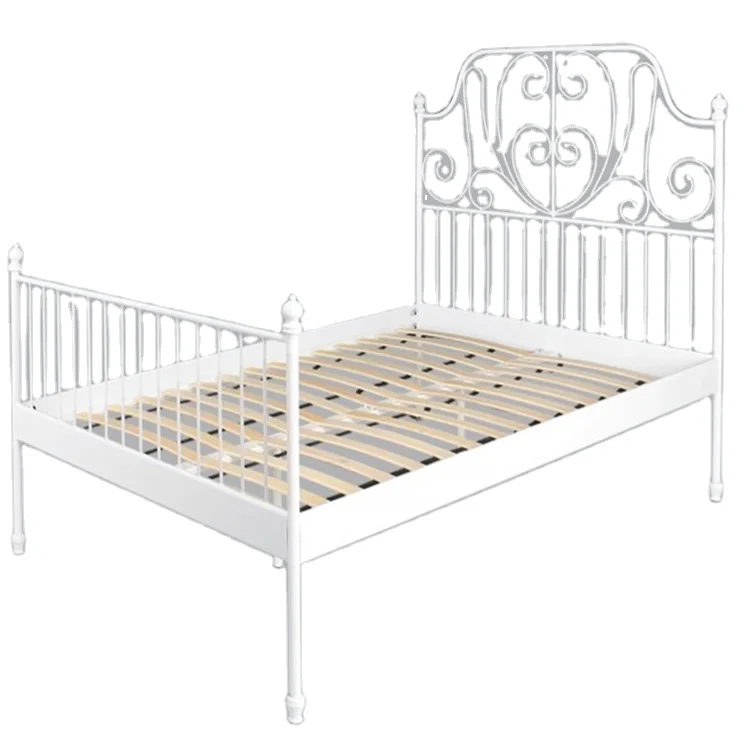 Modern Bedroom Furniture Metal Frame Simple Wrought Iron Bed Double Cot