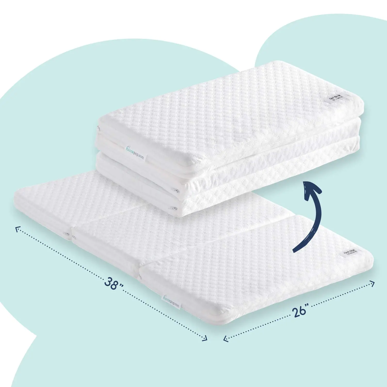 Sleepah Pack and Play Mattress Pad Portable Memory Foam; Double-Sided (Firm for Babies, Soft for Toddlers) Portable Waterproof C