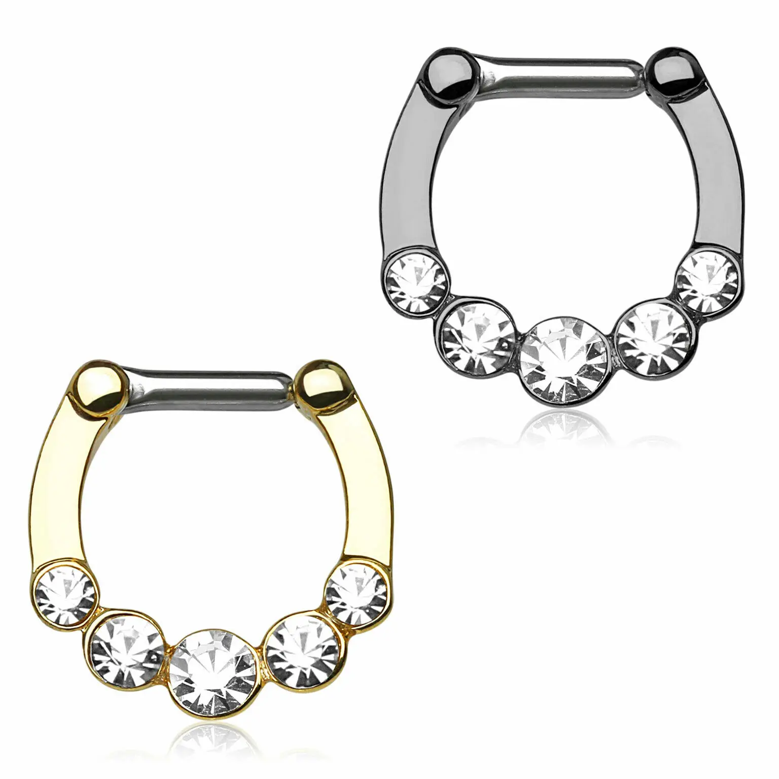 septum piercing ring 5 gems clicker nose piercing