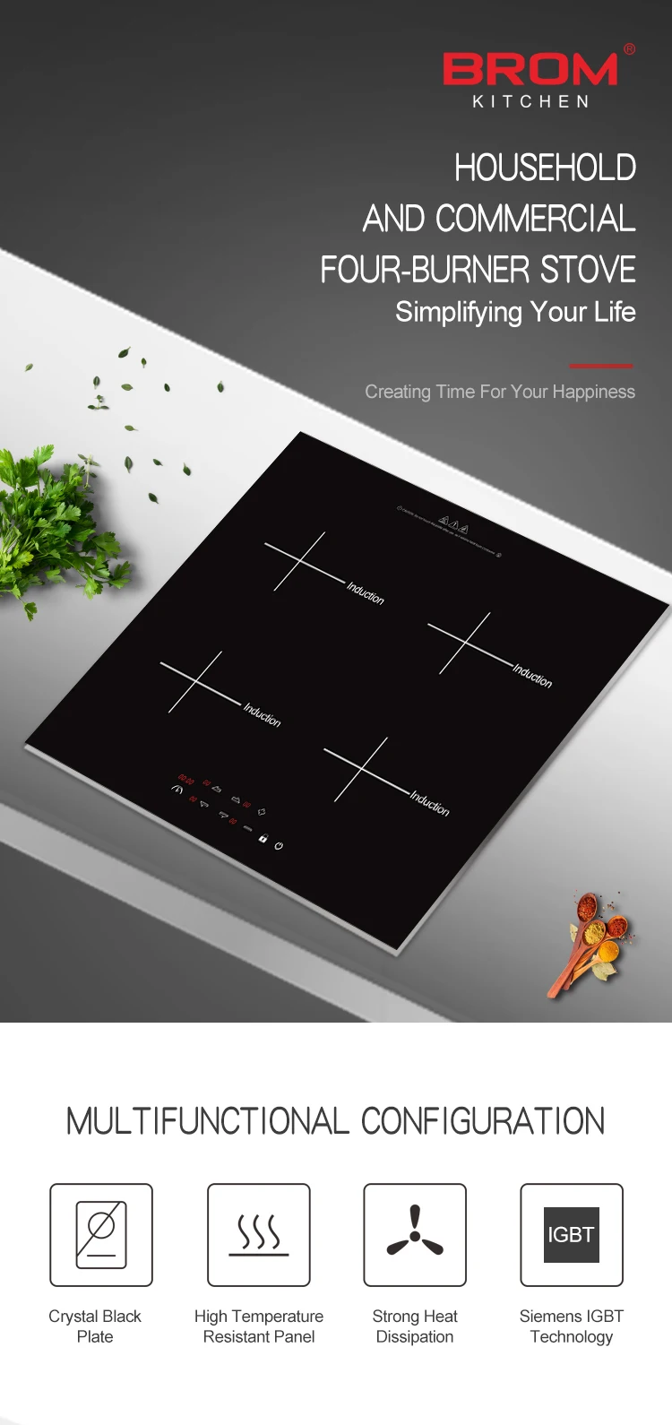 Electrical Multicooker Four Burners Indection Cooker Built In Hot Pot