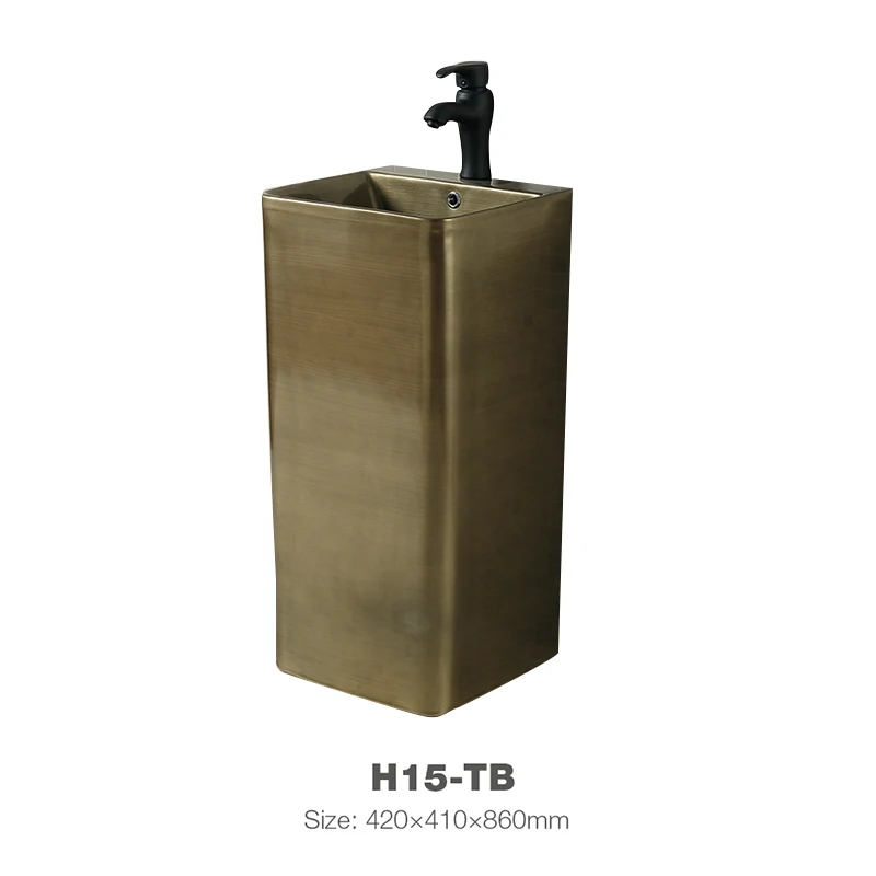 Bronze Floor Standing Washbasin Sink Pedestal Art Basin H15-TB