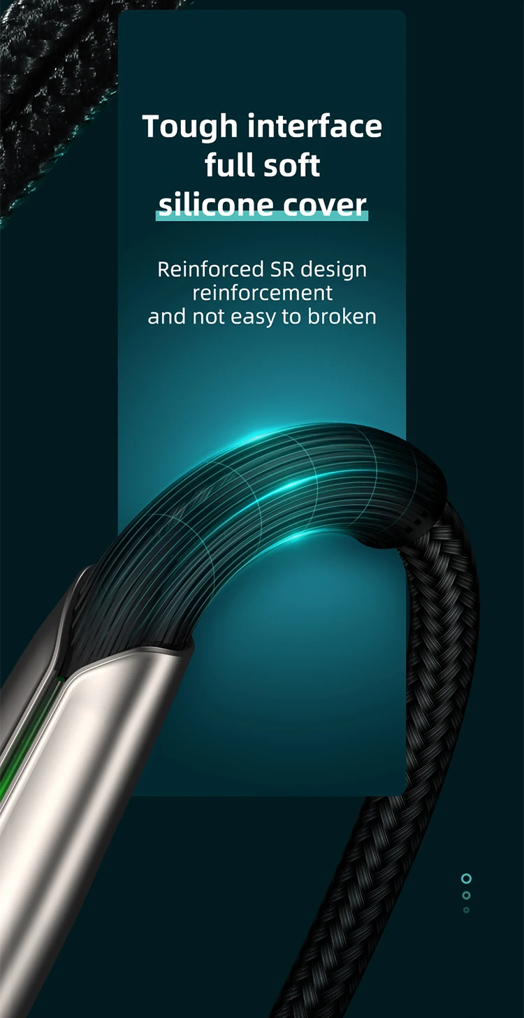 Customized M399 3A Quick Charging data transmission flash light zinc alloy nylon braided USB phone cable - ANKUX.COM