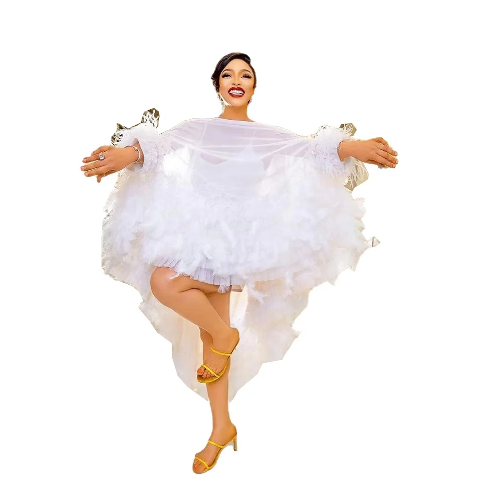 white dresses for ladies in south africa Organza Long Sleeve Dress
