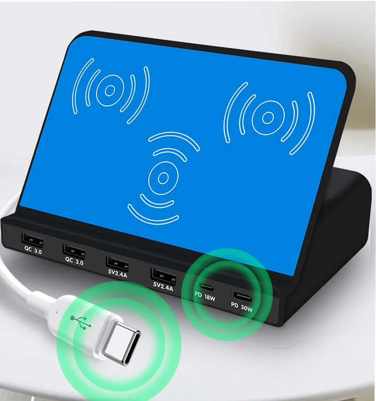 2024 Wireless Charging Station Multi 6 Usb Port Wireless Charging 120w ...