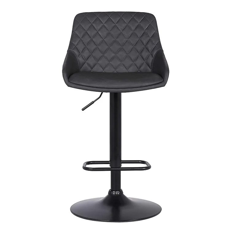 Pu Leather Bar Stool Kitchen High Bar Chairs With Black Powder Coated