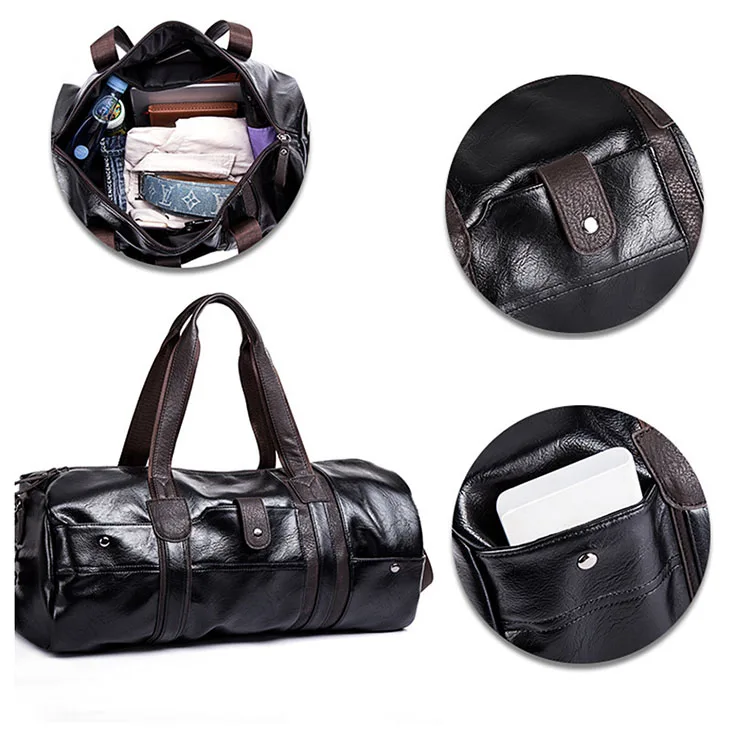 Waterproof Leather Travel Luggage Bag Outdoor Sports Duffel Gym Bag