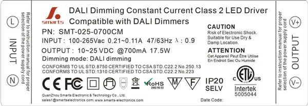 250ma 350ma 500ma 600ma 700ma Dimmable Dali Dimming LED Driver 10w 20w adjustable by DIP switch