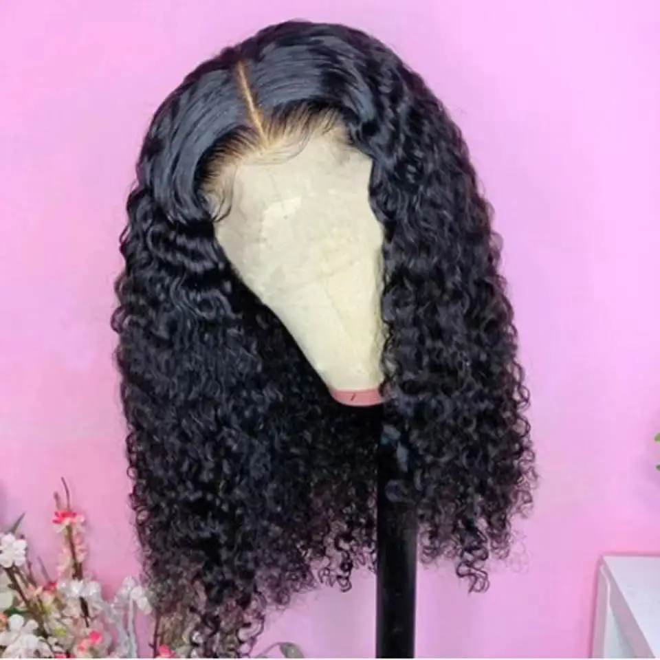 欧美女性小卷非洲短发假发全头带款式中段刘海高品质人发