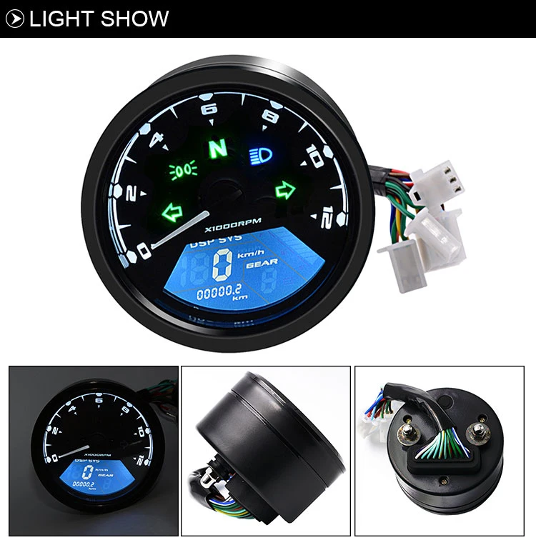 Universal Modified Motorcycle Rpm Meter Digital Odometer Speedometer ...