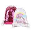 2019 Fashion Mermaid Sequin Backpacks Glittering Shoulder Bling Bags Reversible Glitter Drawstring Backpacks Women Beach PE Bags