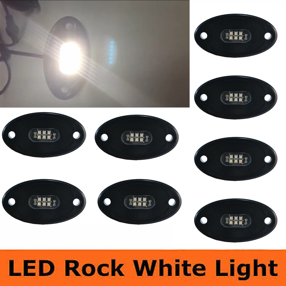 8Pcs White 18W LED Rock Lights Boat fits Truck Bed Under Body LED Lighting For JEEEP
