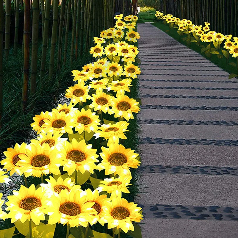 2pack/box Garden Light Sunflower Garden Decorative Outdoor Light Waterproof Ground Solar Light for Home