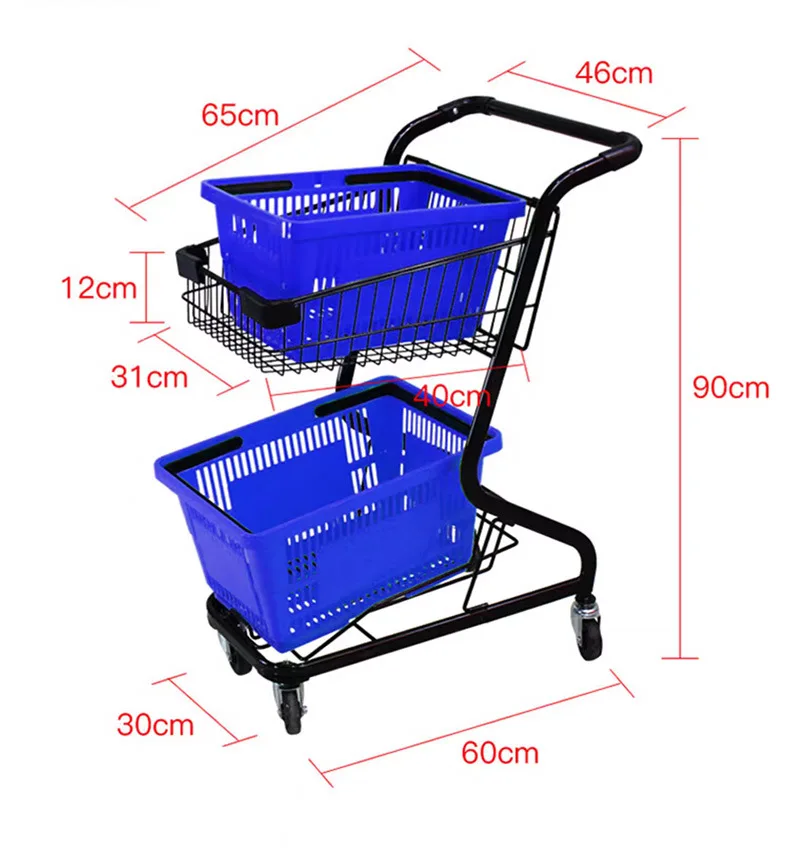 Double Layer Cart for Shopping Supermarket Mall Bar KTV Snack Group ...