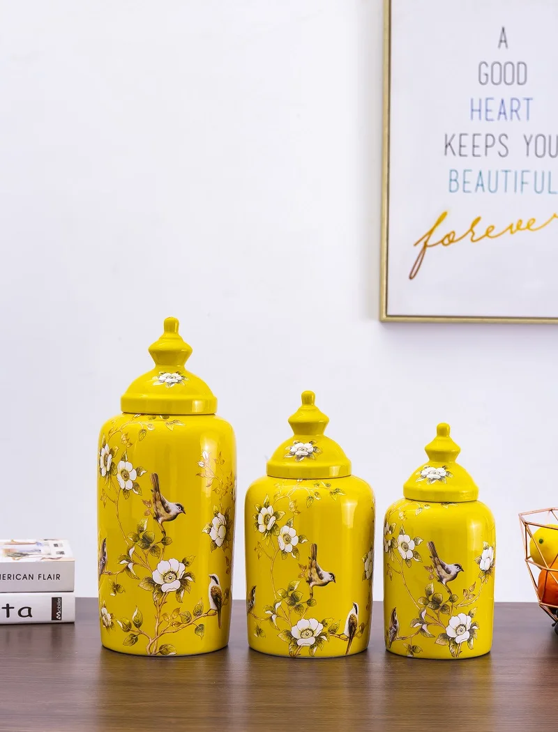 Cheapest Yellow Ceramic Tea Coffee Sugar Canister Jar For Home Storage