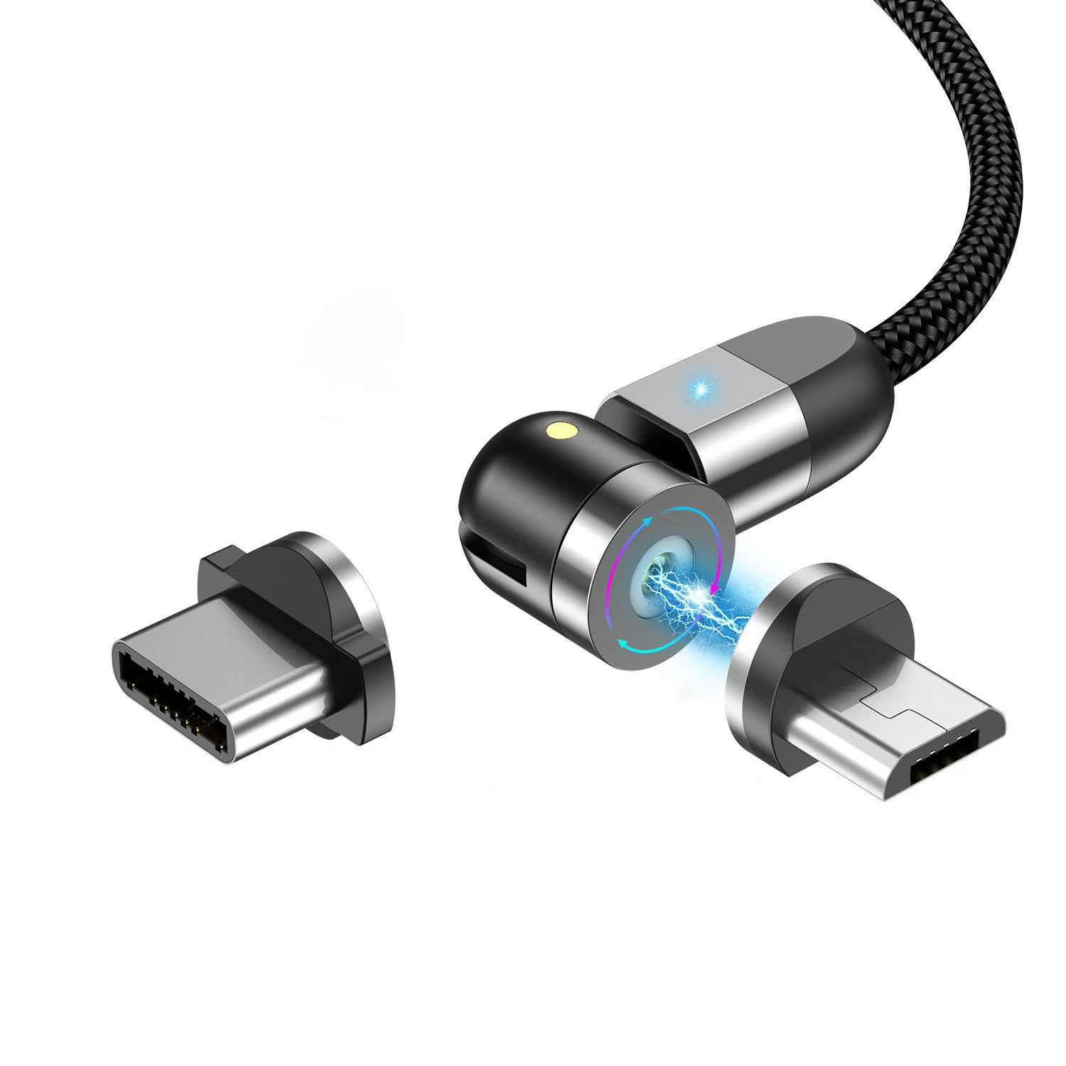 3 in 1 Magnetic 540 degree Type-c Micro USB C Charging Wried Braided USB Cable For Iphone - ANKUX.COM