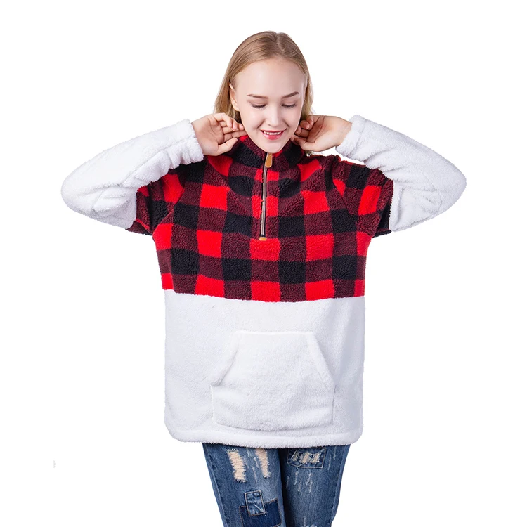 sherpa pullover plaid