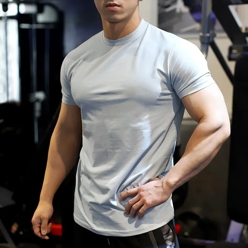 Wholesale Custom Logo Fit Gym Wear Men's t Shirts Elastic Quick-dry Sports  Elastic t Shirts
