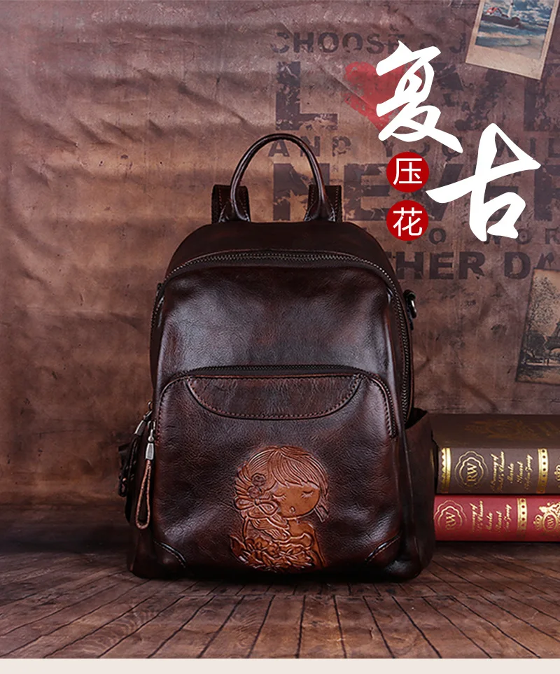 Andong Zaino Per Le Donne Cuoio Genuino Della Mucca Dell'annata Di Modo  Elegante Delle Signore Di Sacchetto Di Spalla Di Grande Capacità Zaini Retro  - Buy Andong Zaino Per Le Donne Cuoio