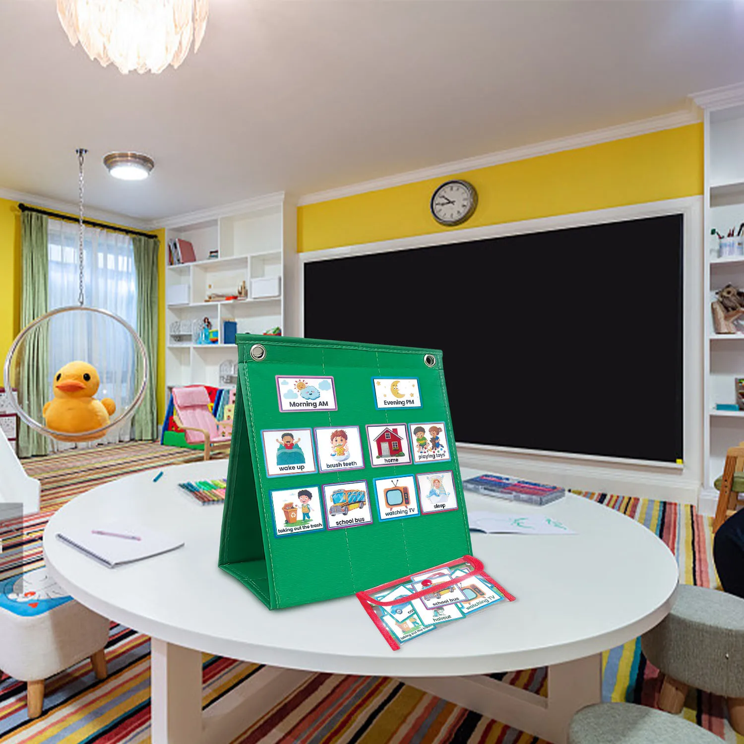 Popular Daily Schedule Pocket Chart Autism Learning Materials Kids