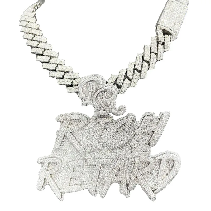 Factory Custom Letter Initial Iced Out Pendant 925 Sterling Silver Vvs