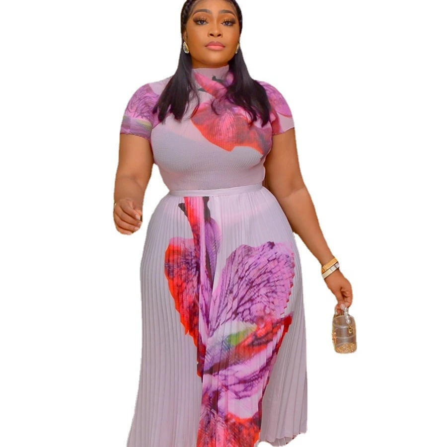 Luxury Plus Size Women Clothing Two Piece Set Miyaki Pleated Office Dress Women Lady Elegant Casual Floral Dresses Luxury Plus Size Women Clothing Two Piece Set Miyaki Pleated Office Dress Women Lady Elegant Casual Floral Dresses