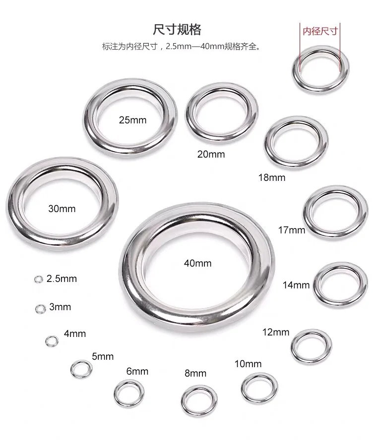 2.5mm40mm Stainless Steel Round Eyelet Rings For Clothing/curtain/diy