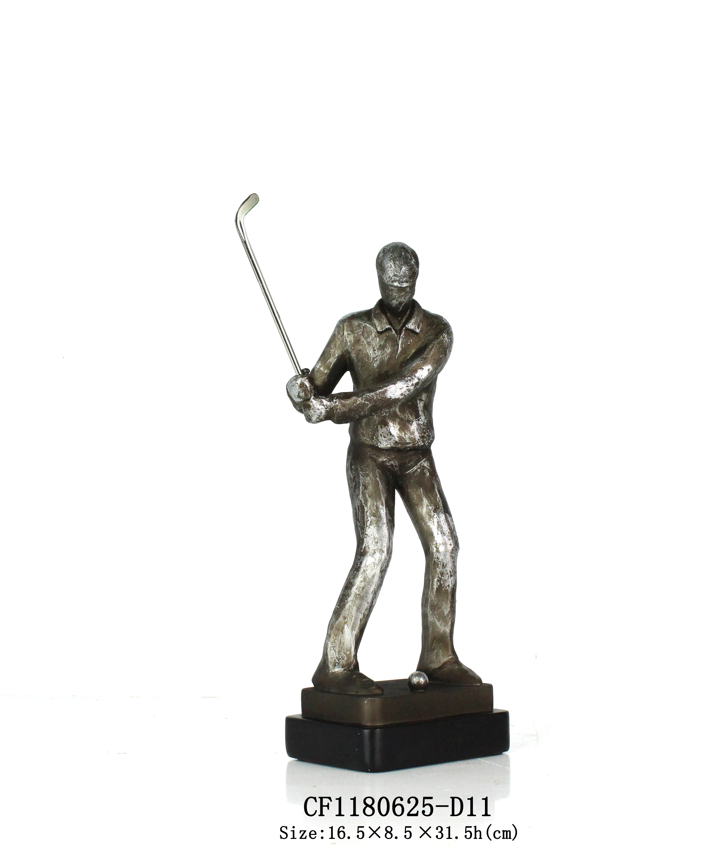 Wholesales Decorative Resin Antique Silver Golf Sport men Player Figurine For Home Decor Creative Gift details