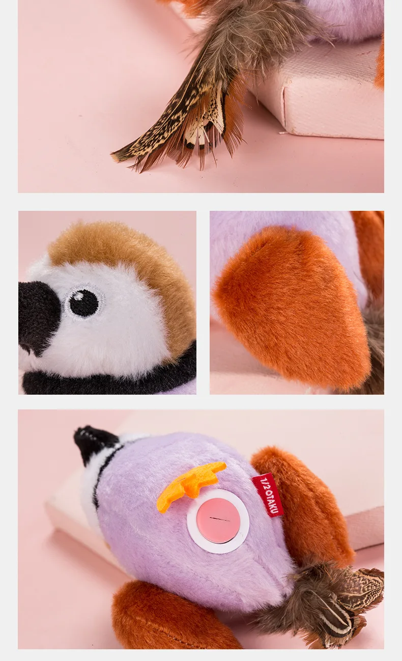 Eco-Friendly for Bestseller Pet Toy Squeaky Bird Plush Cat Wand for Boredom Relief Self-Entertainment Cat Entertainment