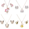 Necklaces And Earrings Set Of Unicorn/Bees/Bulldog/Cat Cute Animal Jewelry Sets Suit For Women Girls Wedding Gift