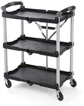 Metal Storage Shelves Multifunctional Trolley with Utility Handles Easy Folded Assembly Cart for Kitchen,Office Etc.