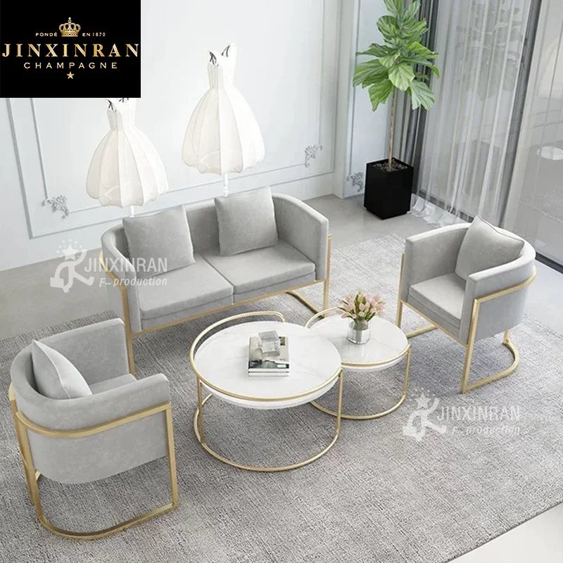 Modern Hotel Two Seater Living Room Sofa Chair Stainless Steel Leg