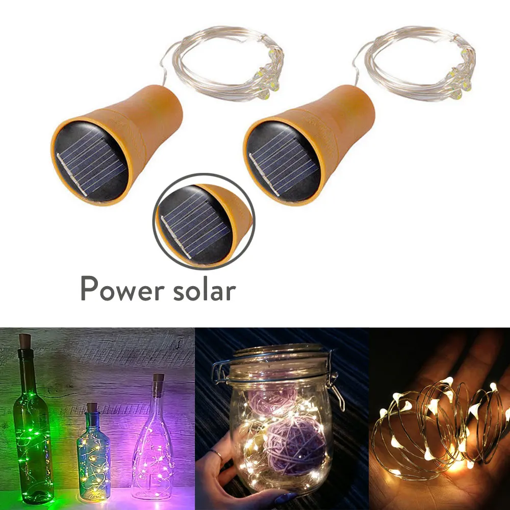 10/15/20 LED Solar Copper Cork Wire String Lights Wine Bottle Xmas Decor Lamp LE 