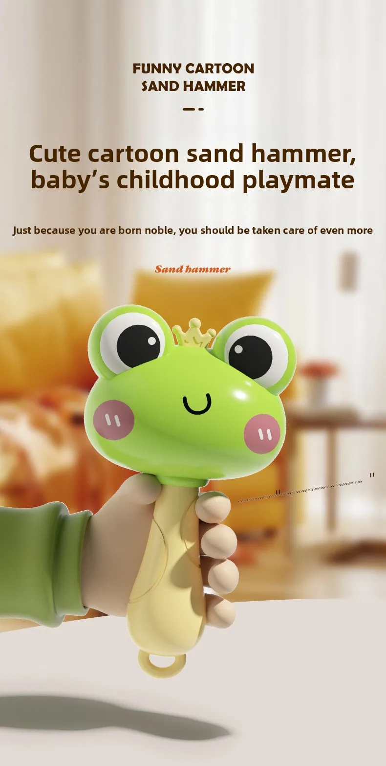 Inflatable Rattle Plastic Frog-Shaped Inflatable Hand Rattle for 0-1 Year Old Newborns ...