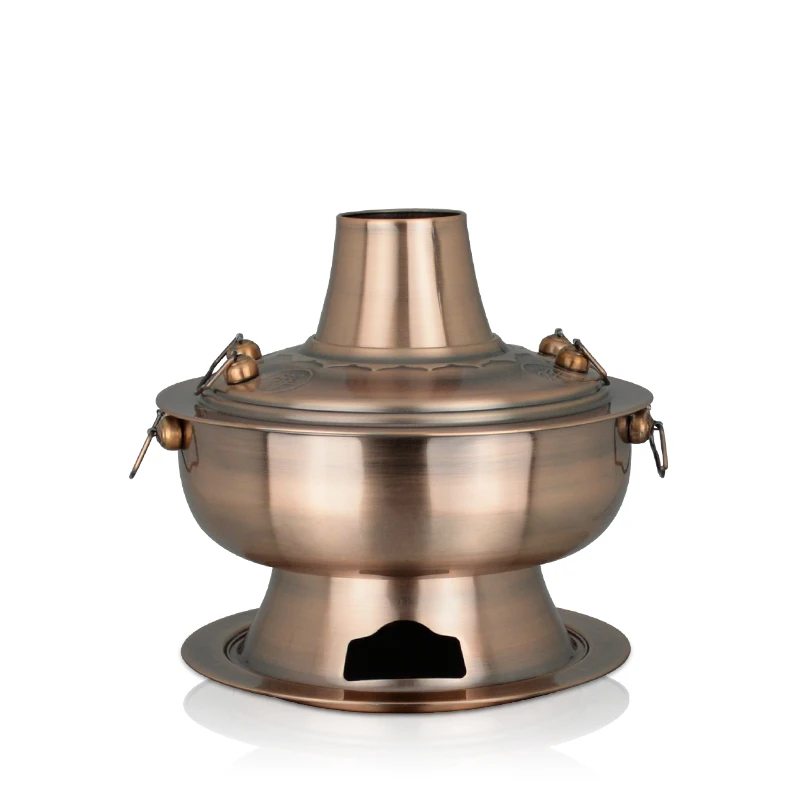 Vintage Brass Korean Charcoal Cooker Stainless Steel Mongolian