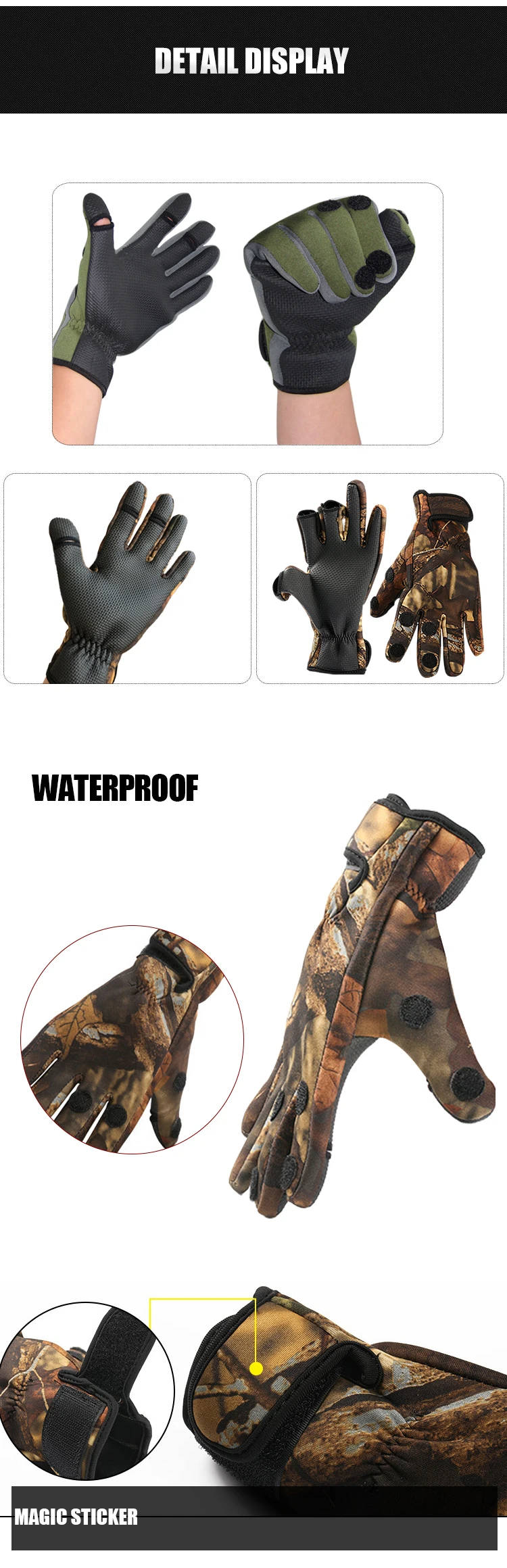 Hot Sale Factory Supply Waterproof Neoprene Fishing Gloves Wholesale