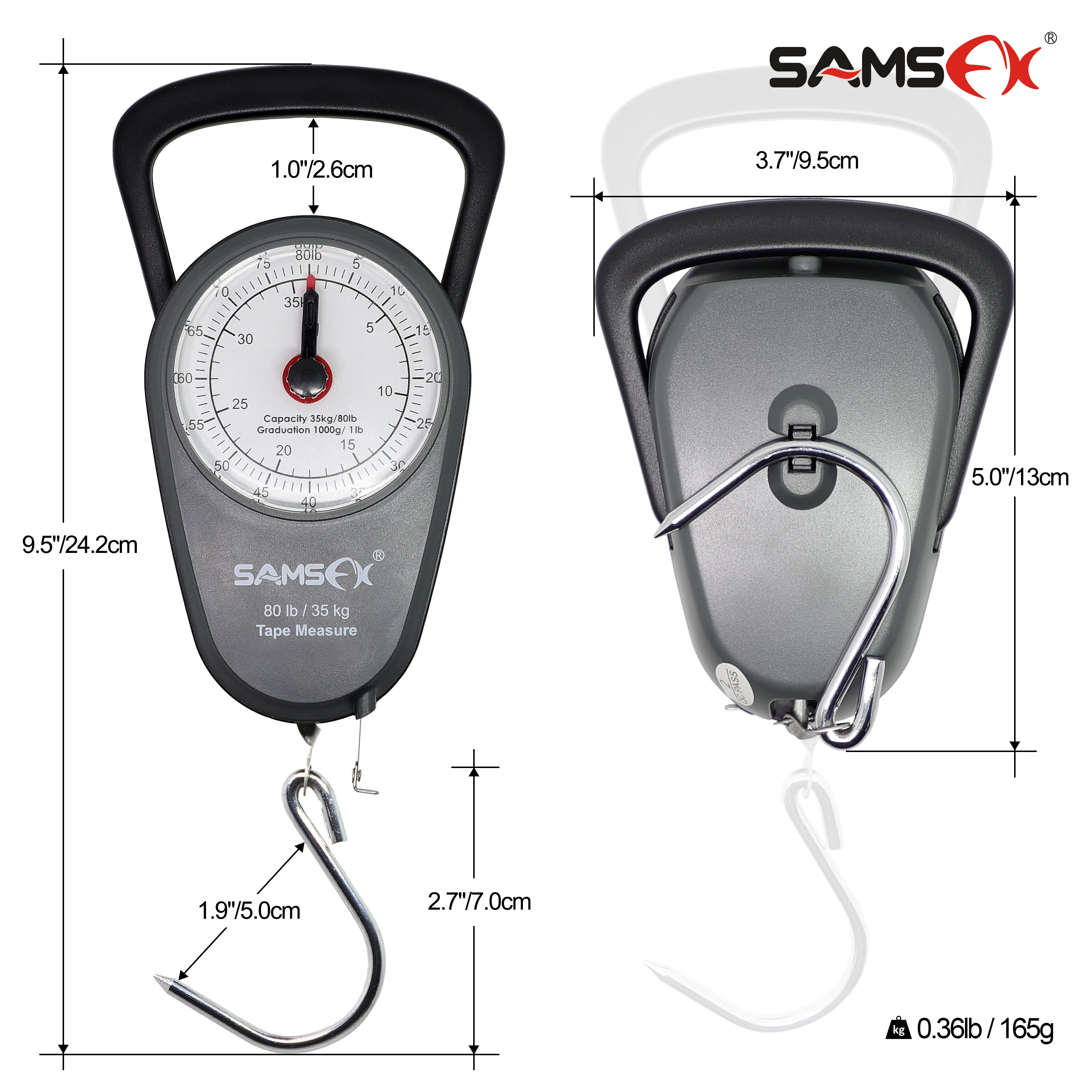 Samsfx Tape Measure Fishing Scale And Fish Lip Gripper Combo Mechanical ...