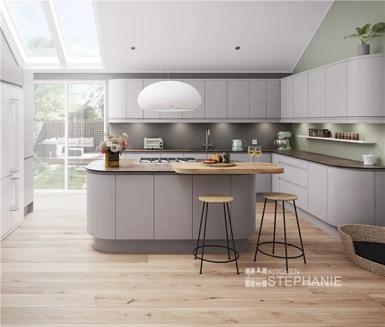 custom modern kitchen islands designs for villa, ivory plywood kitchen cabinet
