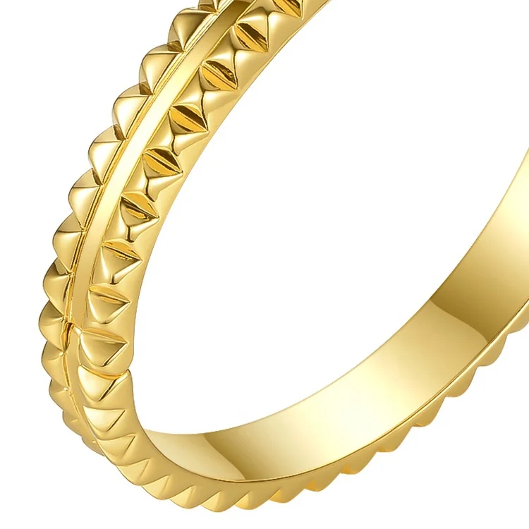 High Quality 18K Gold Plated Brass Jewelry Double Row Pyramid Bangle Cuff Bracelets B202172