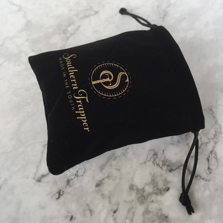 Black Custom Velvet Jewelry Bag Velvet Pouch Logo Velvet Drawstring Bags With Gold Logo Buy