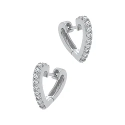 New Design Silver Needle Pave Zircon Heart Hoop Earrings Cubic Zircon Heart Huggie Hoop Earrings for Women Gift
