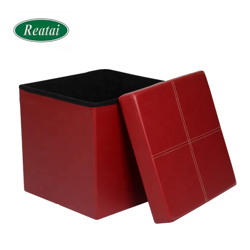 Reatai New Pvc Leather Foldable Modern Ottoman Furniture With Storage