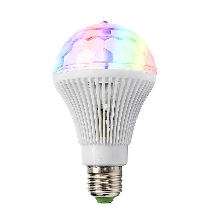E27 color light bulb changing RGB led crystal magic ball lighting 360 rotating
