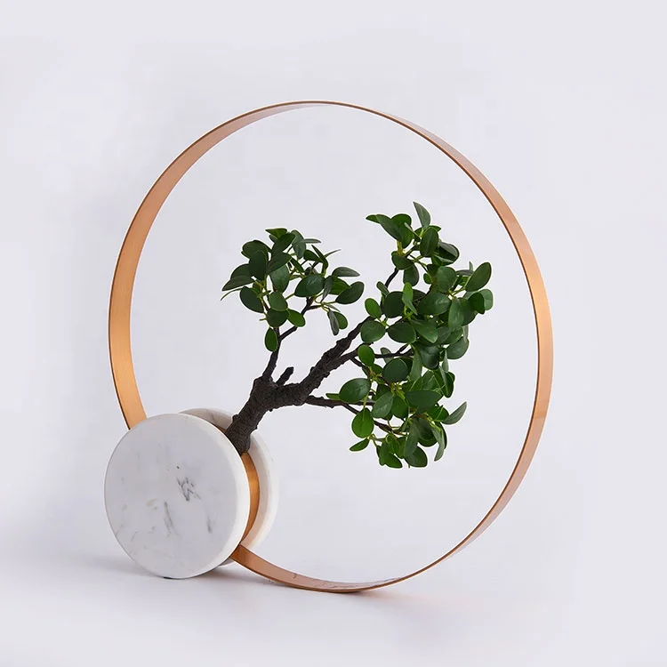 
Artificial wholesale metal marble green plant simulation furnishing article for home decor 
