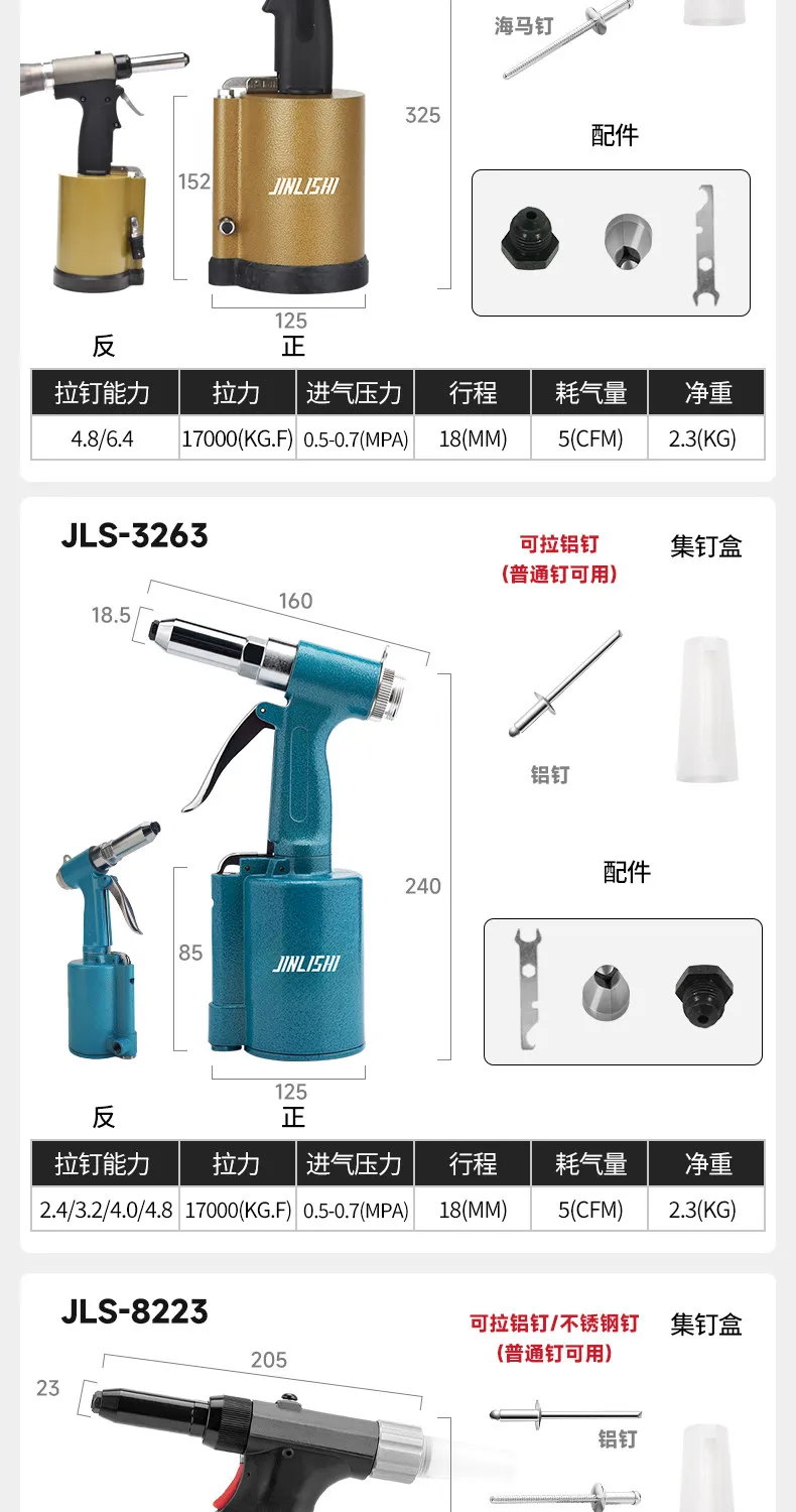 Taiwan Jinli Shi Air Pressure Rivet Machine Pull Rivet Aluminum Core ...