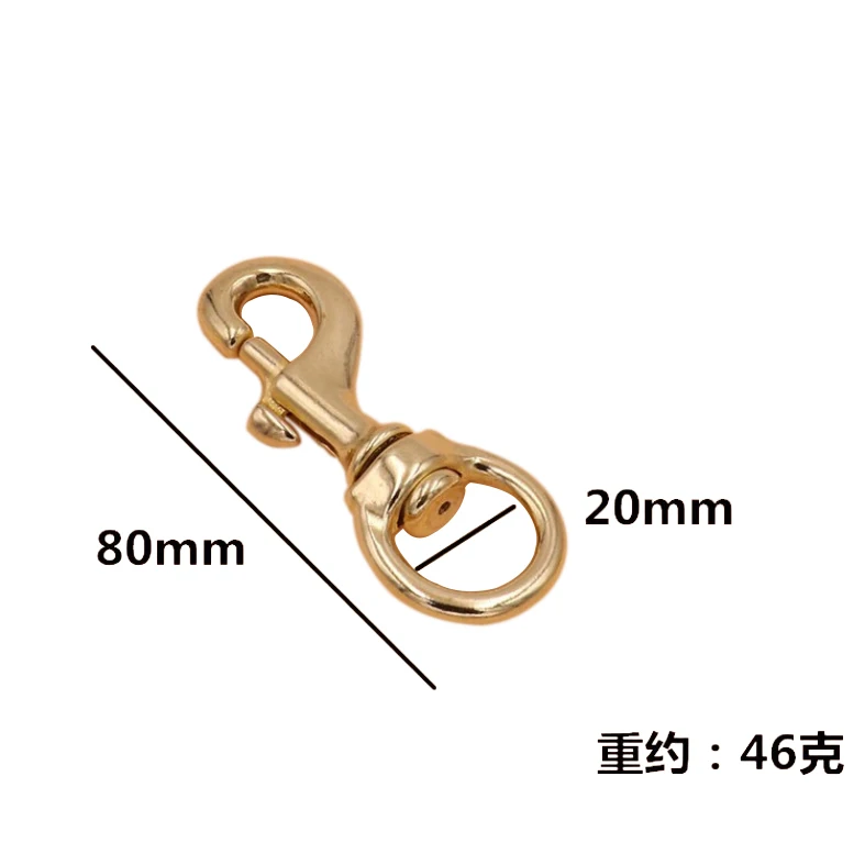 BT-B04 Clips Straps Carabiner Round High Polish Antique Swivel Carabin 20mm Solid Brass Snap Hook Webbing Hook Carabiner for Dog